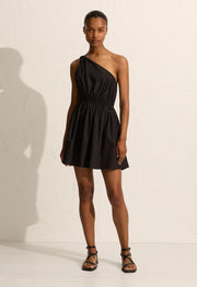 Twist Shoulder Mini Dress - Black - Matteau